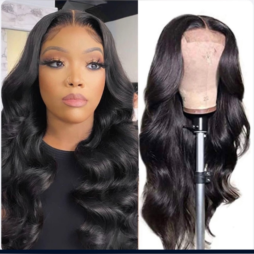 Natural dark brown 4 x 4 lace, frontal top closure 22 inch Wavy Hair Extensions - Picture 2 of 6
